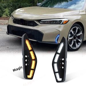 Đèn LED DRL Cho Honda Civic 2025 Đèn Chạy Ban Ngày Đèn Xi Nhan Đèn Sương Mù Hoạt Ảnh Khởi Động Tự Động Màu Trắng Vàng Xanh Chống Thấm Nước