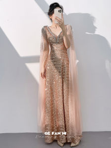 Gorgeous Unique Evening Dress Rose Gold Sequins