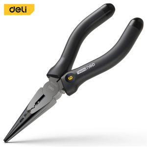 deli | Kìm Mũi Dài Đa Năng Deli 6 Inch Tay Cầm Đen Thép Carbon Dùng Để Cắt Kẹp Bóc Vỏ Dụng Cụ Cầm Tay Cho Thợ Điện Sử Dụng Được Cho Cả Hai Tay