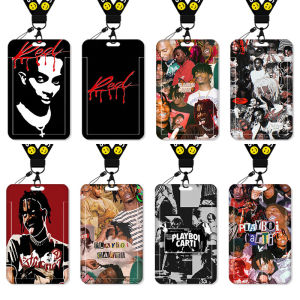 Playboi Carti Themed Card Holder Lanyard Campus Bus Student Water Card Work ID Card Keychain Neck Strap Business Card Holder