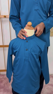 Baju Kurta Sempurna Warna Teal Blue Slim Fit Cotton Sedondon Series Baju Raya - ( D024K) / KD