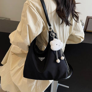 Idle Style Large Capacity Shoulder Bag Underarm Bag Commuter Tote Female 2024 New Arrival Niche Style Backpack Nylon Cloth Bag