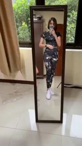 AFS SPORTWEAR Setelan Crop Printing Aerobik Zumba Yoga Gym Fitness Model Crop Printing