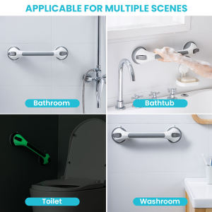 TAILI ราวจับสำหรับอ่างอาบน้ำและฝักบัว2แพ็คเรืองแสงในที่มืด42ซม. ด้ามจับตัวจับเพื่อความปลอดภัยแบบดูดสำหรับผู้สูงอายุและผู้สูงอายุกันน้ำสามารถลอกได้ไม่เจาะ