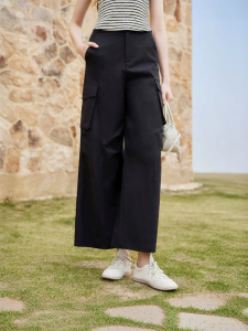 XIANGYING | High Waist Casual Workwear Trousers Black