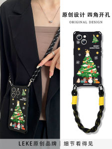 Christmas Tree Snowman Gift Suitable for Apple 13 Phone Case Lanyard Crossbody Can Back Iphone16promax Four-Corner Hole Black 14 Strap Crossbody 15 Wrist Satchel 12 Backpack 11