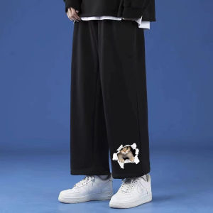 Summer Thin Loose Straight Leg Mens Casual Pants Cat Nine Points Trendy Sporty Sweatpants Youth Popular Daily Wear