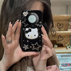 Applicable to Huawei Mate60 Phone Case Meta50pro Epoxy 40e Stereo 20 XINGX Hello Kitty 50e with Diamond 30 Diamond 9 Fun 10 Dark 60pro +10 30epro Hello Kitty Mete Female