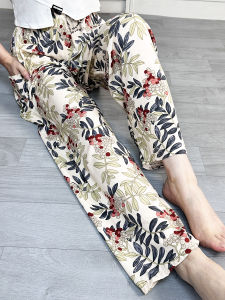 High Waist Cotton Silk Sleepwear Pants Artificial Cotton Mosquito Proof Loose Fit Home Air Conditioned Long Pants Summer New Arrival