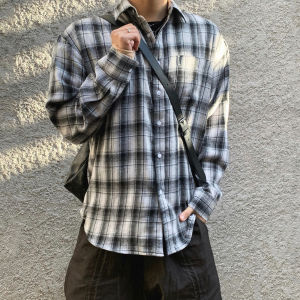 DAVID&ME | Retro Sun Protection Black Check Shirt Thin Loose Summer