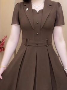 QIAOXIZI | Plus Size Summer Dress with Notch Lapel for Mature Women