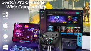 Wireless Pro Game Controller – Bluetooth Joystick Compatible with Switch 2 / Lite / OLED iPhone Android PC Mac Steam TV with Dual Vibration & Turbo Functions