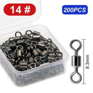 LAKBAT 200PCS Stainless Steel Bearing Fishing Swivels Rotating Line Connector Fresh Saltwater Tackle Box Lure Fishing Tools