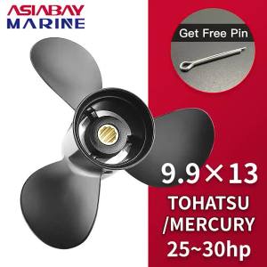 Cánh Quạt Hợp Kim Nhôm 3 Lá Dành Cho Động Cơ Ngoài Borda Tohatsu Mercury Nissan 9.9x13 Inch Phù Hợp Với Động Cơ Thuyền 25-30 HP Có 10 Rãnh.