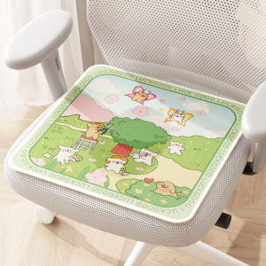 Cool Ice Silk Seat Cushion Office Sitting Pad Breathable Computer Chair Buttocks Pad Cute Cartoon Polyester Fiber Summer