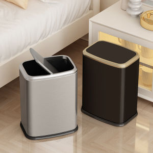 Luxury Hotel Grade Large Capacity Trash Can for Home Kitchen Bathroom Toilet Living Room Bedroom Stainless Steel Waste Bin