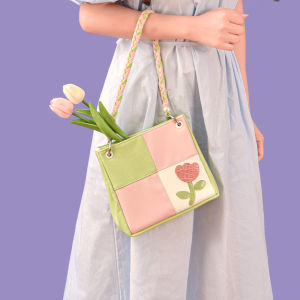 Original Deartea Tulip Candy Colored Summer Shoulder Bag for Students Womens Design Small Square Bag Korean Style Casual Handbag