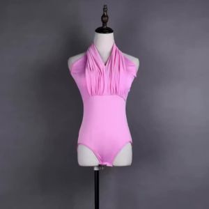 Women Latin Dance Halter Top V-Neck Backless with Chest Pad Sleeveless Dance Vest Stage & Practice Latin Dance Performance