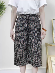 AP HOME กางเกงขาสั้นลายไทย ผ้าหนังไก่ เป็นเอวยางยืด เอวกางเกงมีเชือกผูกรูดได้ สินค้าพร้อมส่งจากไทย QC-ZK7001