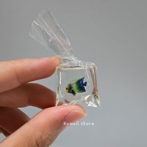Charm Beads Resin Fish Water Bag Manik Liontin Ikan Pendant DIY Keychain Strap Hp Gantungan Kunci Tas