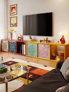 MEISD | Living Room Antique Color Caleck Style DIY TV Cabinet