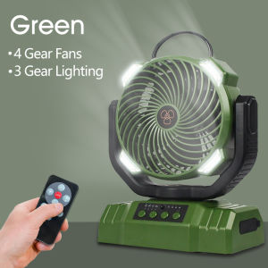 Camping Fan Light Hanging and Standing USB Rechargeable Portable 4 Speed Modern LED Outdoor Hook Wireless Fan Lamp Tent Picnic