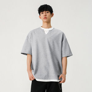 WUKONGYOUHUO | Áo Thun Đôi Form Rộng Phối Màu Vintage