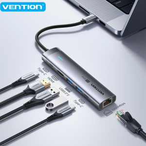 Vention | Vention USB C HDMI HUB 4K 60Hz 1000Mbps Ethernet Adapter USB 3.0 HUB Splitter Dock Station for MacBook iPhone iPad Air Laptop
