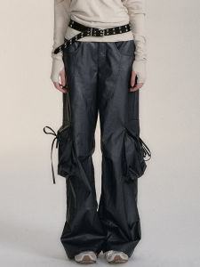 via PITTI Korean Style Casual Pants with Butterfly Knot Waist Tie And Pockets Womens Fashion Autumn Winter Spring Summer