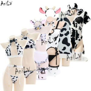 AniLV Anime Cartoon Cow Series Bodysuit Underwear Maid Unifrom Costume Kawaii Girl Bikini Swimsuit Set Outfit Cosplay