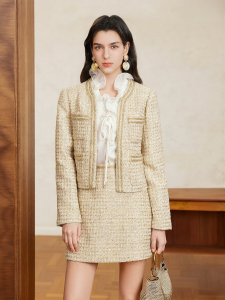 BADINA | áo nữ Áo Blouse Tweed Sang Trọng Thời Trang