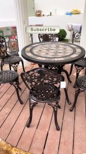 Bộ Bàn Ghế Sân Vườn BA-D94 - Chất Liệu Nhôm Đúc Sơn Tĩnh Điện Bàn Mặt Đá