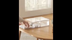 e99store Desk Organizer Stackable Organizer Drawers Clear Desk Storage Box Stacking Desktop Organizer for Office &Home