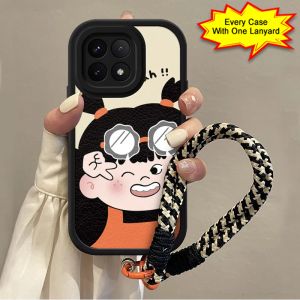 casing hp Samsung A11 M11 terbaru 2025 Gadis kecil yang lucu kartun Foto Pose Lanyard Anti -fall Sastra