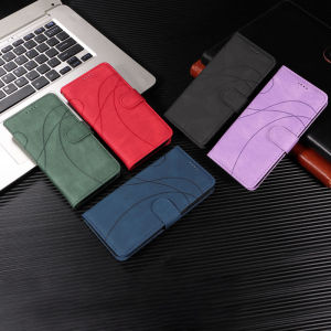 เคสหนังสำหรับ OPPO A79 A58 A38 A18 A78 A58 A77 A77S A57 94 A95 A74 A54 5G 4G กระเป๋าสตางค์ผู้หญิงแบบพับได้แฟชั่นหรูหราลายทางฝาครอบโทรศัพท์กันแตก Case