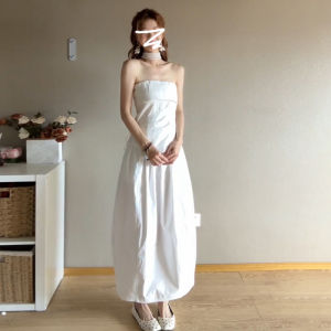 Homecore | Attractive White Strapless Summer Dress