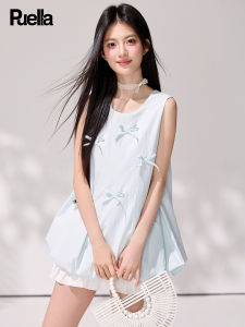 puella | Design Sense Bow Collar Slim Fit Sleeveless Womens Shirt