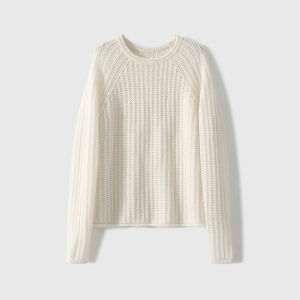 Soft Knitted Mixed Wool Cashmere Silk Top Breathable Texture Long Sleeve round Neck Commute Style Womens Premium Knitwear