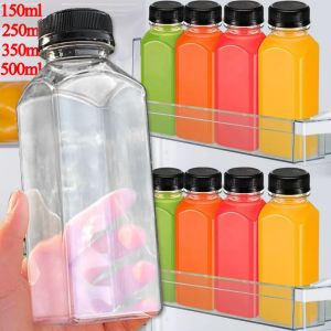 10 Transparent Juice Bottles with Caps Empty Clear Containers with Seal Lids for Home DIY Smoothie Milk Water Other Beverages