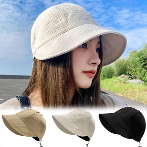 Summer Fishermans Sun hat Women Korean Style Plain Baseball Breathable Cotton Face Covering Hats