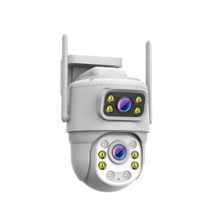 4K 8MP HD Wifi PTZ Camera Outdoor Dual Lens Dual Screen Motion track IP Camera CCTV Audio Video Surveillance Waterproof