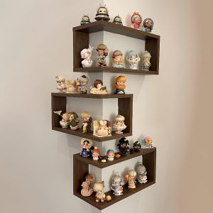 Wall-Mounted Model Display Shelf Solid Wood Corner Organizer