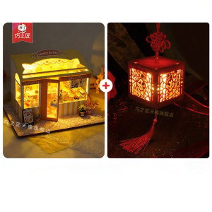 QIAOZHIJIANG | DIY Handmade Floral Shop Attic Miniature House Model Puzzle