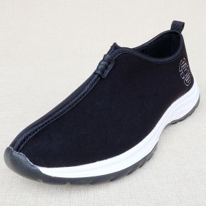 Comfortable Lightweight Mens Cloth Shoes Beijing Style Casual Footwear Buddhist Style Slip-On round Toe Thick Bottom