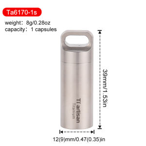 Tiartisan Pure Titanium Mini Sealed Pill Box Waterproof Keychain Outdoor Camping Ultralight Portable Polished Surface EDC Tools