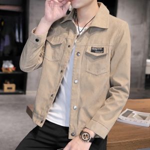 ROMON | Lormen Mens Collared Jacket Casual Thickened Denim Spring Autumn Fashionable Stylish Outerwear Standard Fit Modern Style