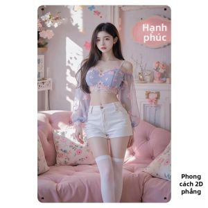CIFbuy | Màu Hồng Retro Nữ Tính Trang Trí Phòng Ngủ Kim Loại Logo Nghệ Thuật Treo Tường 8x12in 20x30cm Họa Tiết Hoa Thanh Lịch Sáng Tạo Trang Trí Nhà Sắt Ký