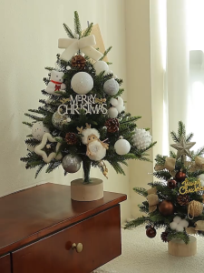 Christmas Tree Decoration 45CM Small Artificial Pine Tree with Warm Lights for Home Bedroom Office Table Christmas Decor