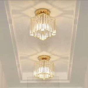 Gold Elegant Ceiling Light Modern Minimalist Mini Chandelier Crystal Pendant Light for Living Room Dining Room Balcony Entrance