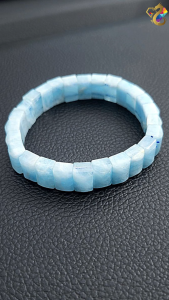 Natural Blue Sky Clouds Aquamarine Shou Pai Bracelet